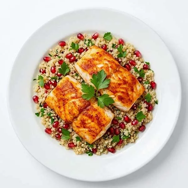 Paprika Fish With Quinoa And Pomegranate Mix